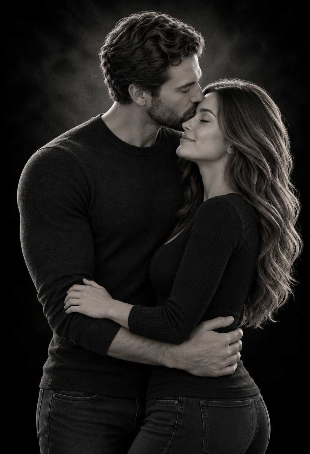 Couple Close Embrace