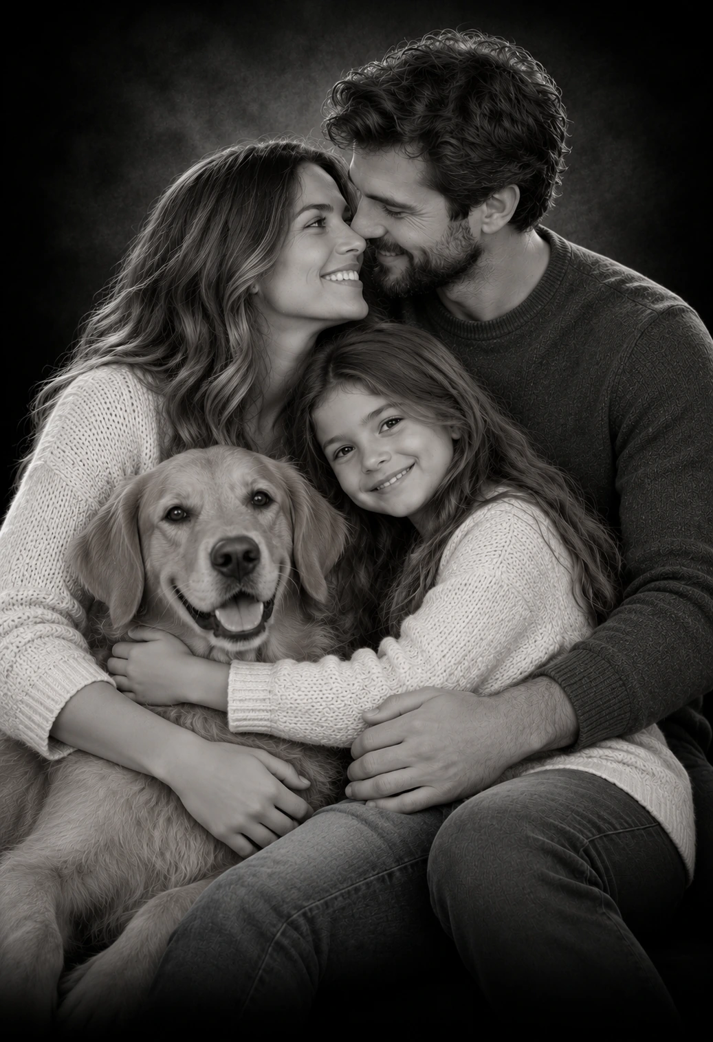 Family and Dog · Emotional Embrace