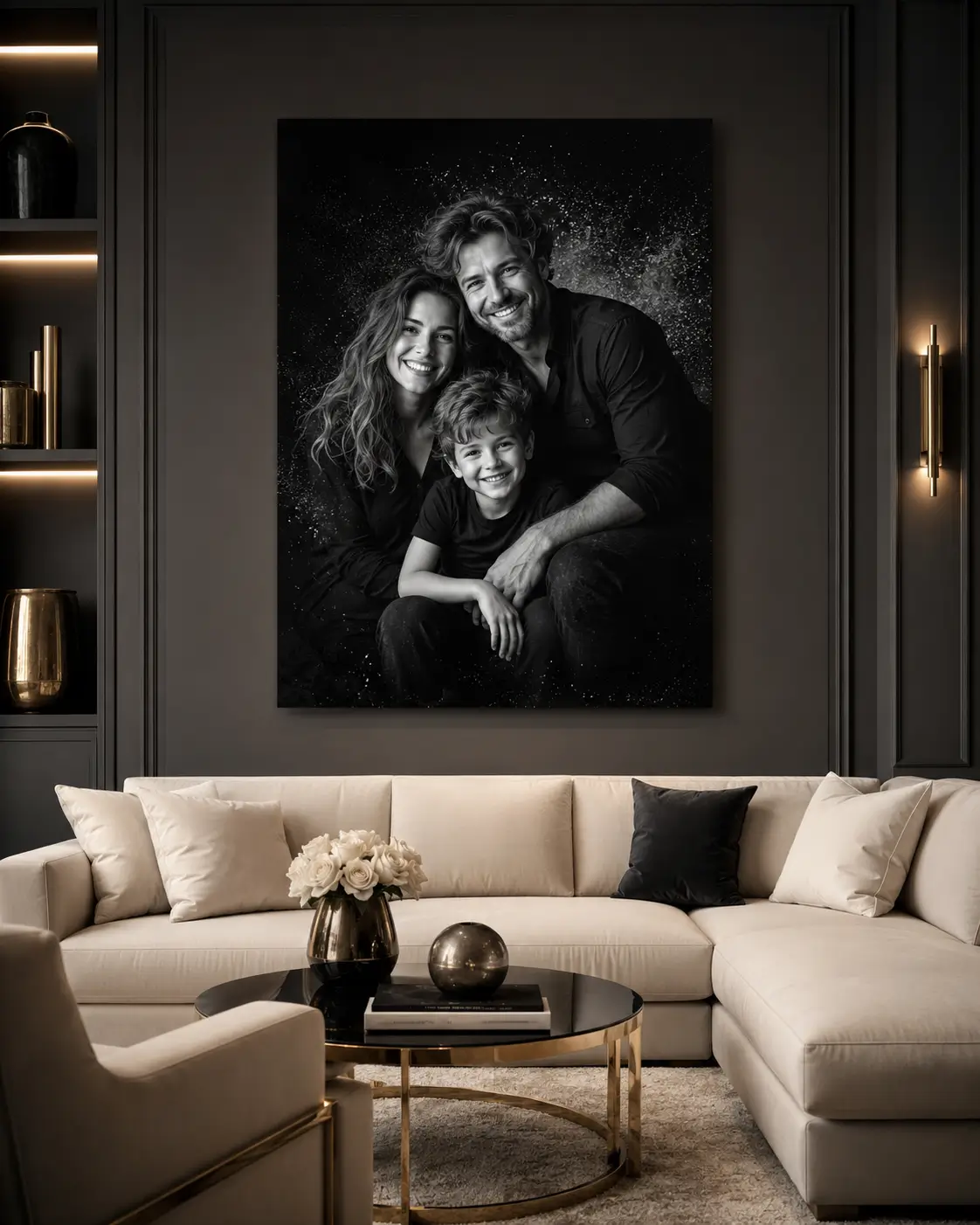 Framed portrait upgrade for a black and white custom family portrait digital download