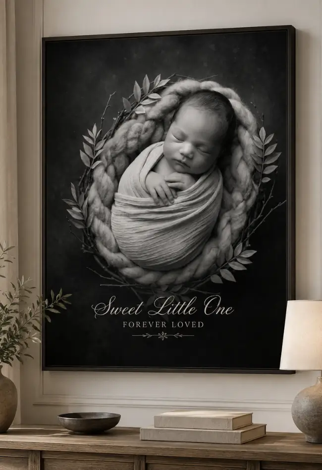 Finished custom baby portrait artwork